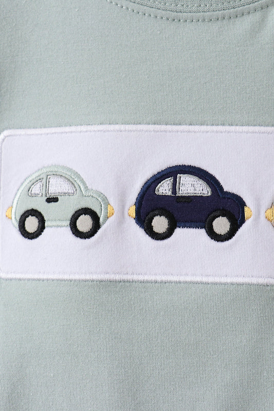 Green vehicle embroidery top