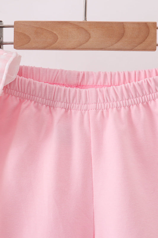 Pink Jack-O-Lantern  Applique Ruffle Shorts Set