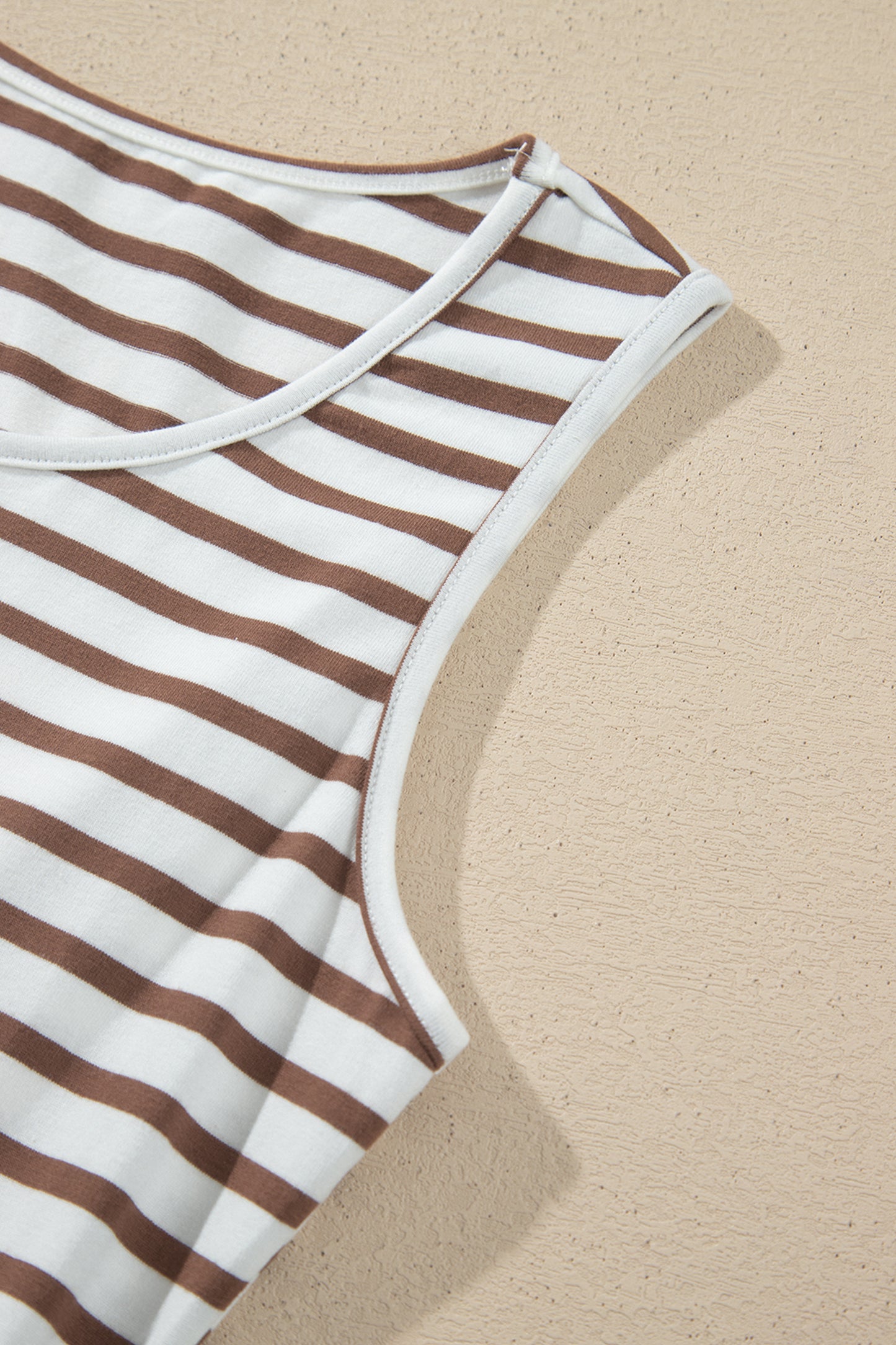 Chestnut Striped Colorblock Patchwork Sleeveless Casual Long Dress