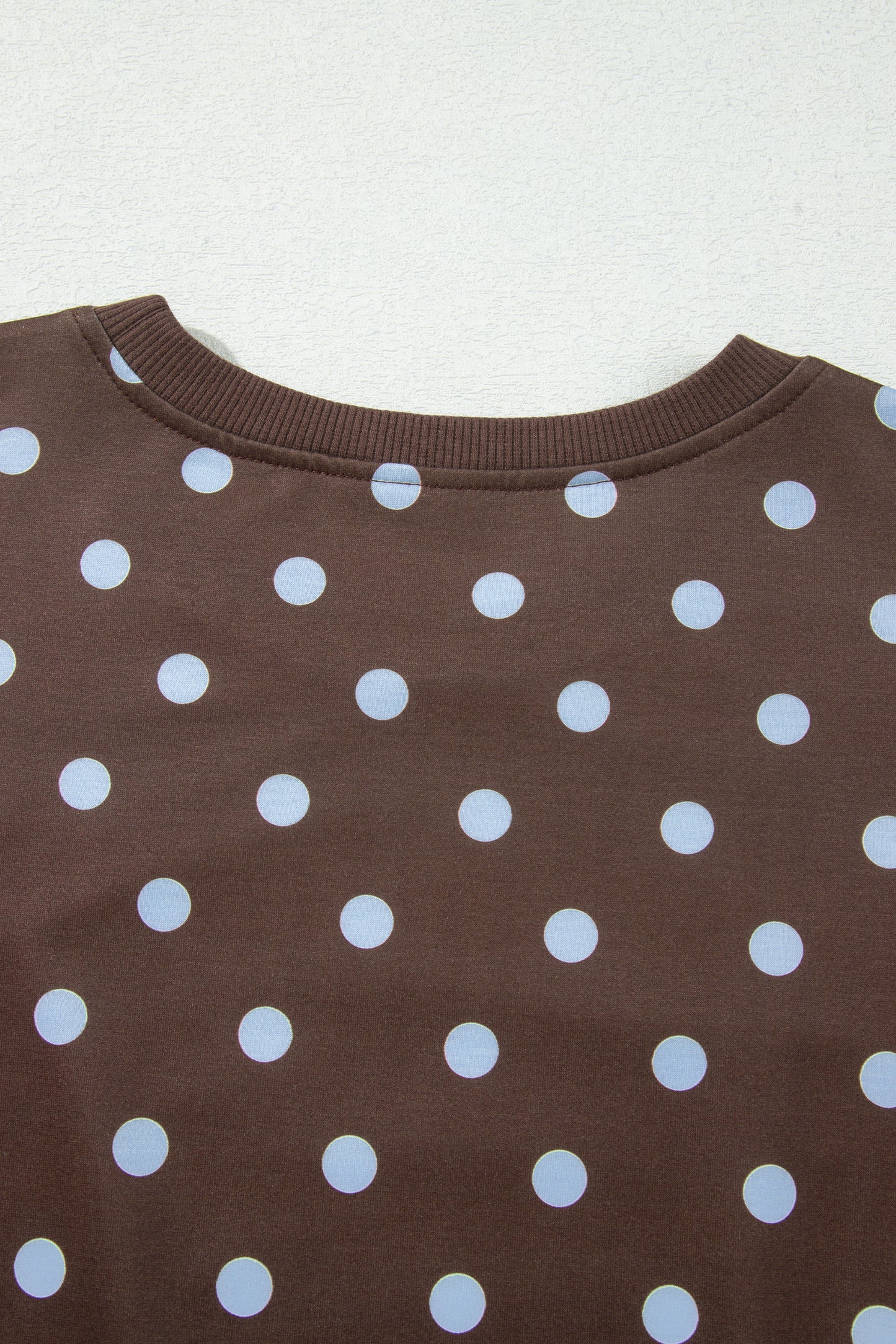 Brown Polka Dot Long Sleeve Pullover Embroidered Bow Detail 2pcs Skort Set