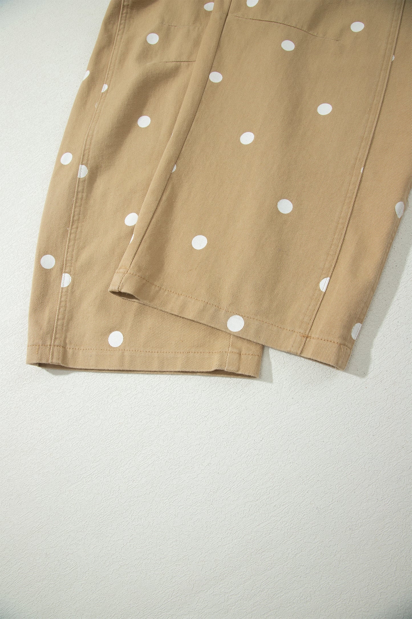 Jet Stream Polka Dot Print Bib Pocket Denim Barrel Overalls Jumpsuit