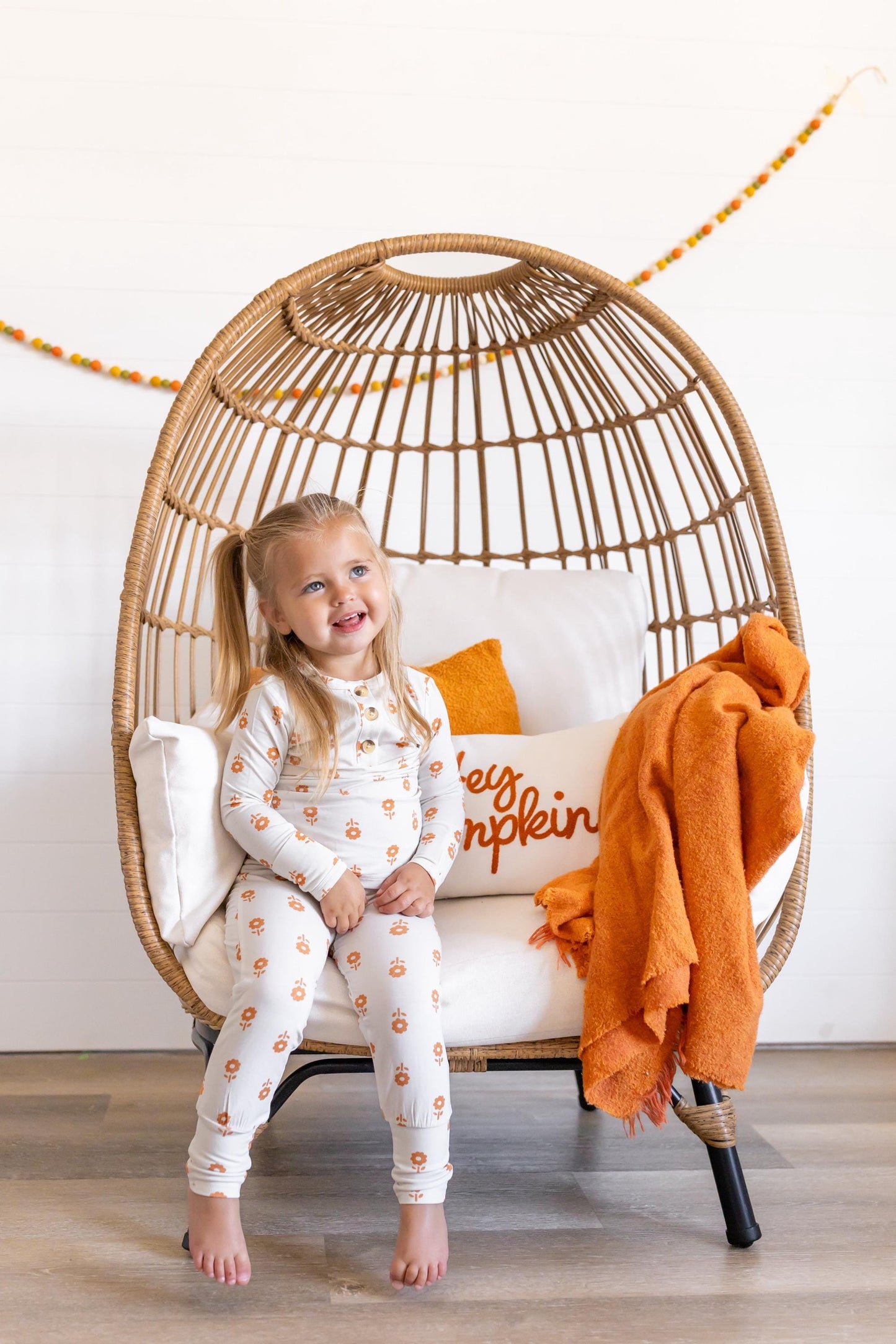 Pumpkin Posie Bamboo Pajamas: Fall Baby & Toddler PJs